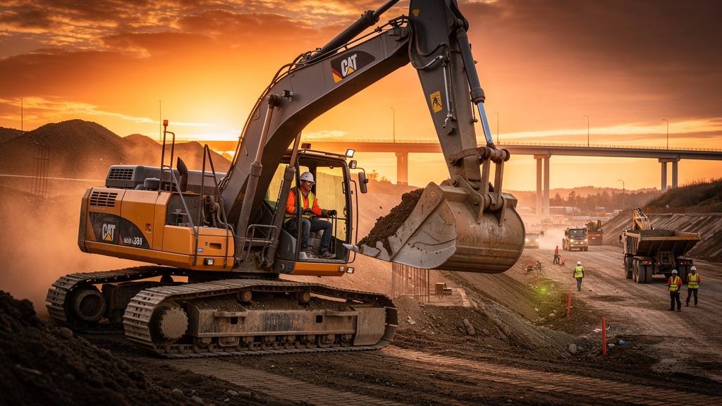 Operador de Escavadeira em Ação - Obras